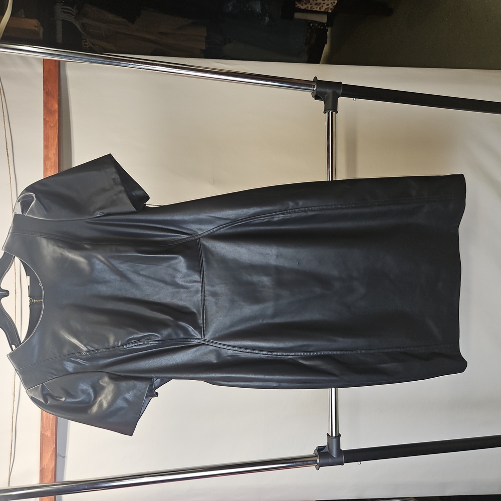Black imitation leather dress